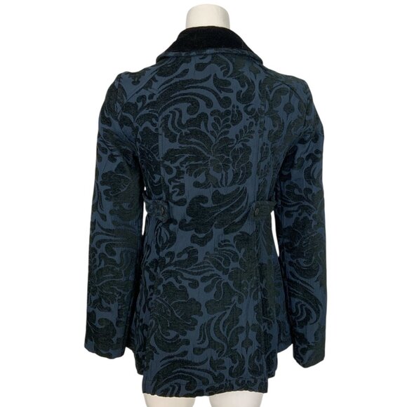 Free People Velvet Jacquard Newsroom Coat 4 Midnight Paisley Gothic - Picture 2 of 13